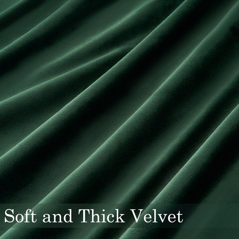 Aikens Velvet 100% Blackout Thermal Curtain Panel, 52" W x 96" L, Dark Green
