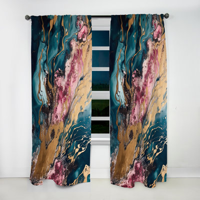 Exploring The Depths Of Pink Gold Geode II - Marble Curtain - Velvet Room Darkening - 1 panel