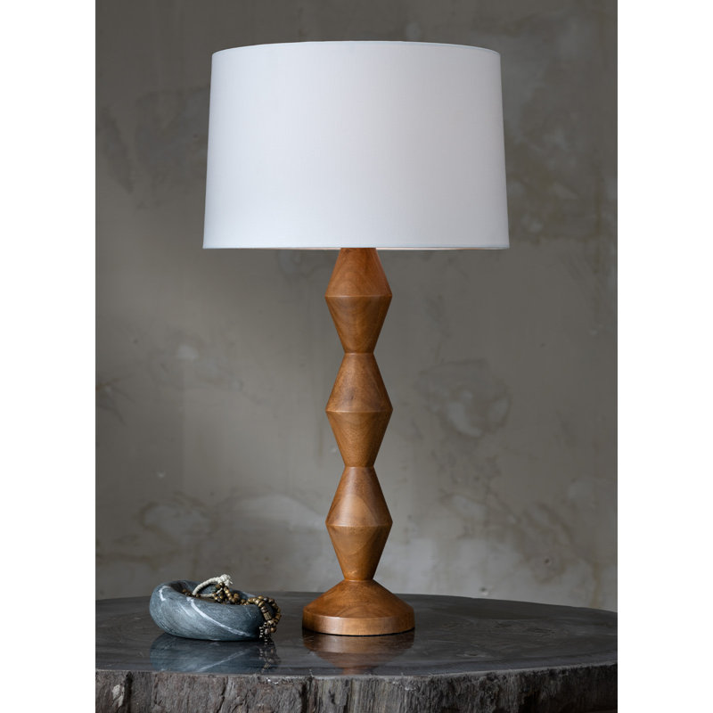 Crew Walnut Buffet Lamp (Black Shade), White