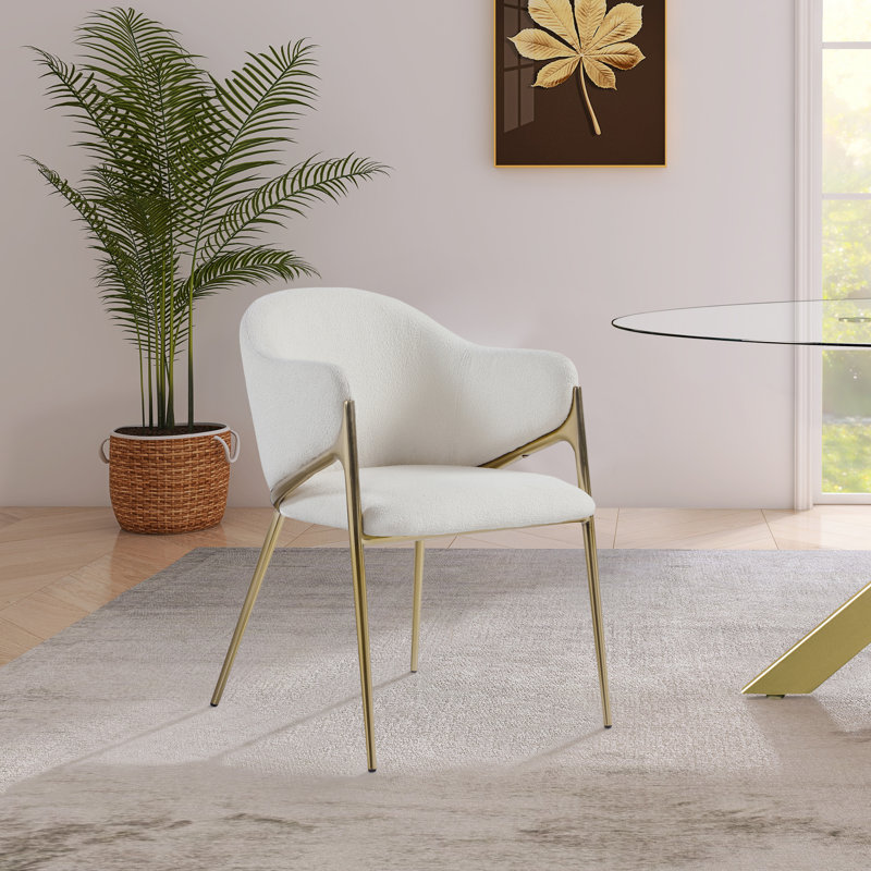 Izaiya Dining Chair, Cream Boucle Fabric