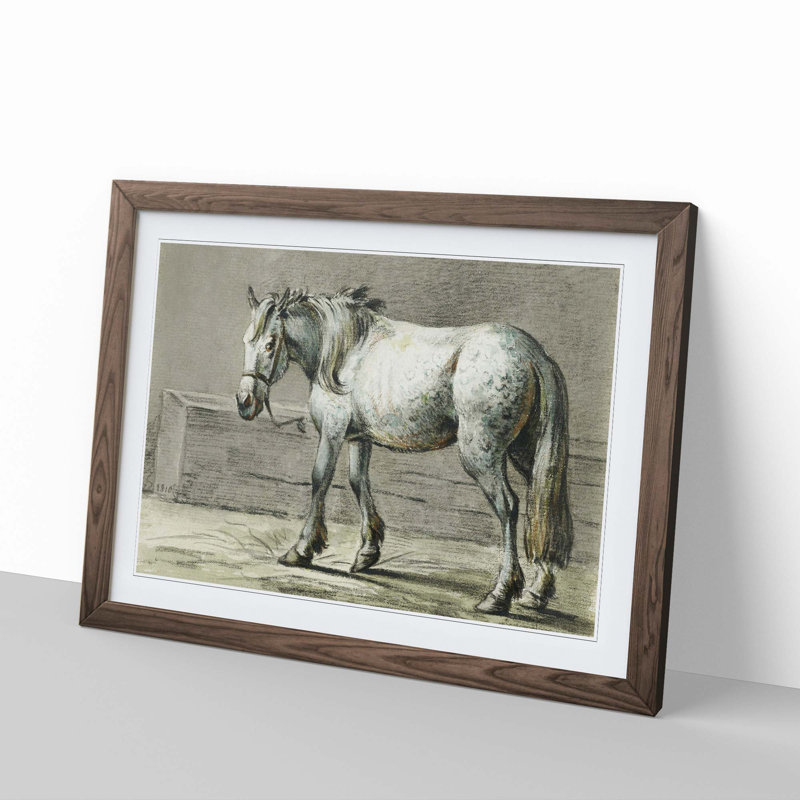 Horse in the Stable by Jean Bernard - Framed Print, 36cm H x 48cm W x 2cm D, Walnut Framed