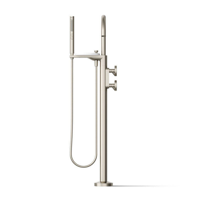 Components Floor-Mount Bath Filler Trim, Vibrant Brushed Nickel, Wheel Handle