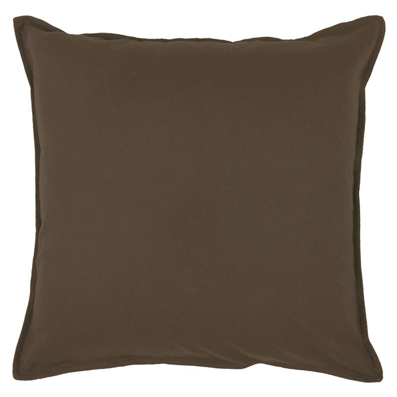 Solid Colour Flange Edge Throw Pillow, Brown