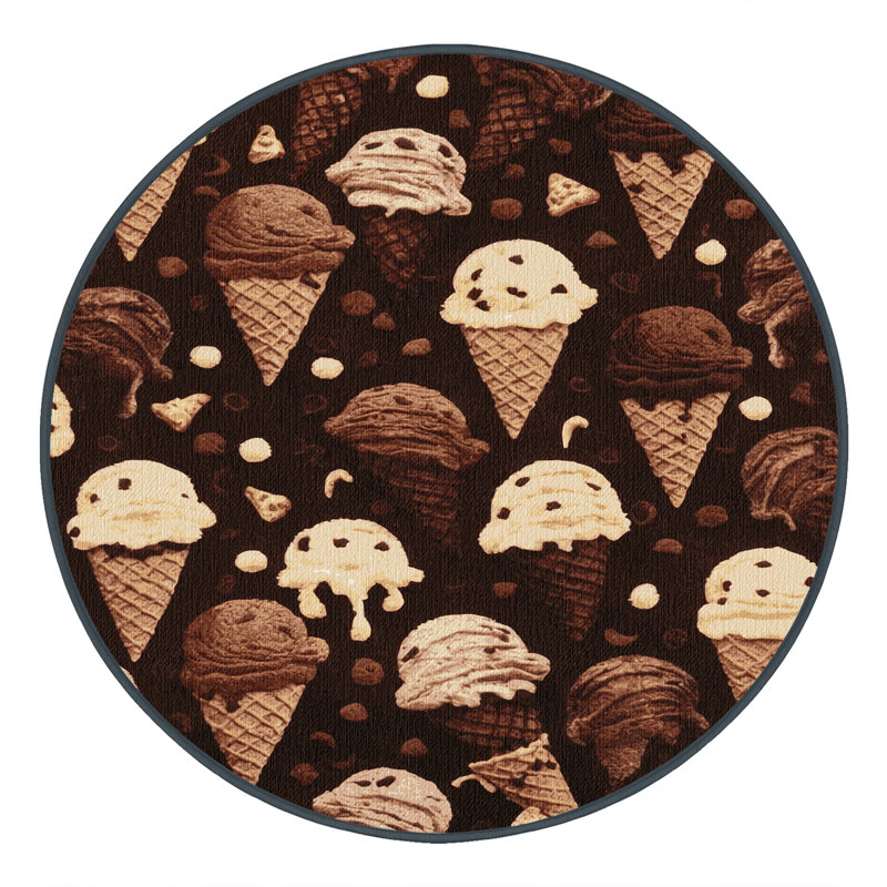  Tapis lavable crème glacée chocolat et desserts, Rectangle 7 pi x 9 pi