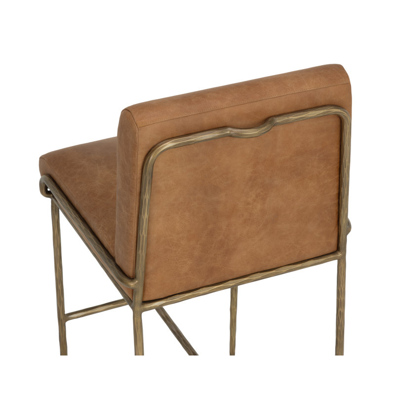 Tabouret LATHAN - Cuir brun clair