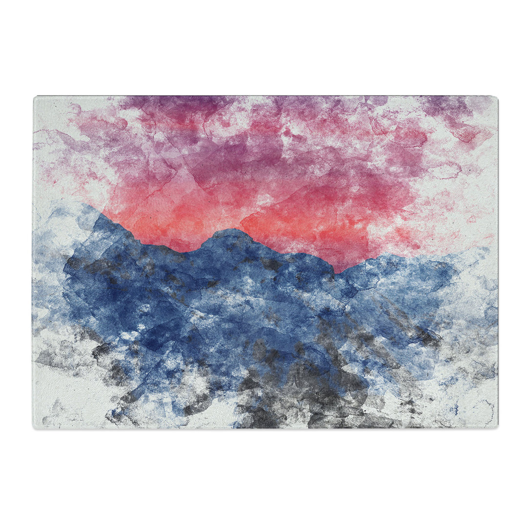 Tempered Glass Mountain Sunset in Sion Switzerland Chopping Board