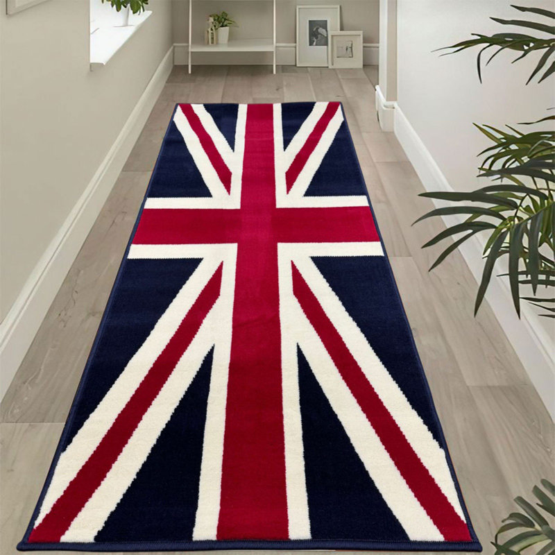 Union Jack Rug British Flag Design Durable Polypropylene Material Fade Resistant Easy Care Ideal for Large Living Room, Lounge, or Master Bedroom