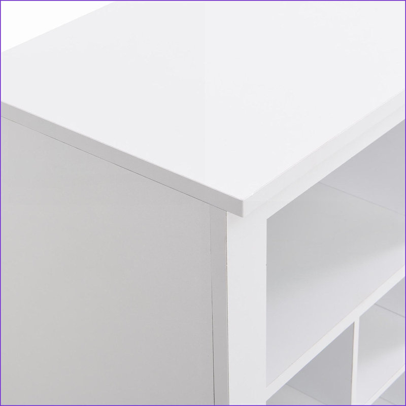 Shoe Cabinet | 24 Cubby Contemporary Curved Base | Off-White Versatile Sideboard | Particle Board | Hallway