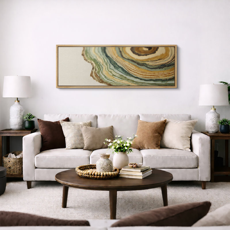 Abstract Geode Stone Pattern in Earth Tones Modern Wall Decor Extra Large Pictures Framed Canvas Print Wall Art, Natural