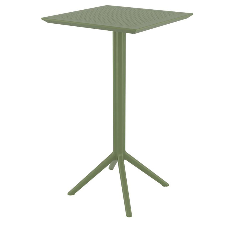 Table de bar d'extérieur pliable en résine 23,6 po Farrah, Vert olive