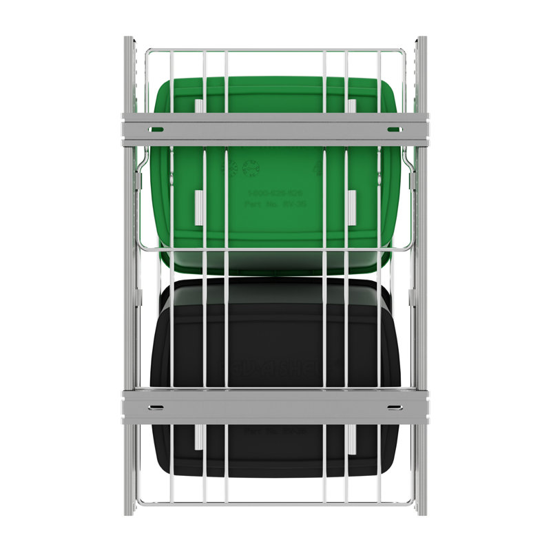 Rev-A-Shelf Double Pullout Trash Can 35 qt. for Kitchen , Green/Black
