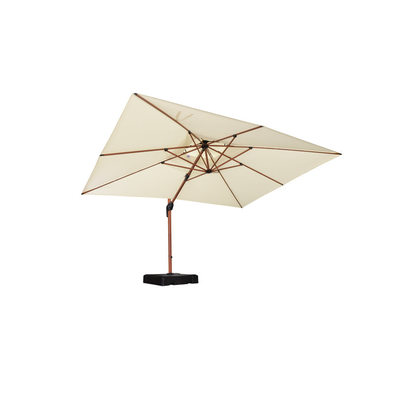 Epling 156'' x 120'' Rectangular Cantilever Umbrella with Crank Lift , Counter Weights Included, Cream