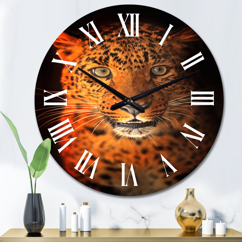 Portrait de léopard - horloge murale traditionnelle, Surdimensionné