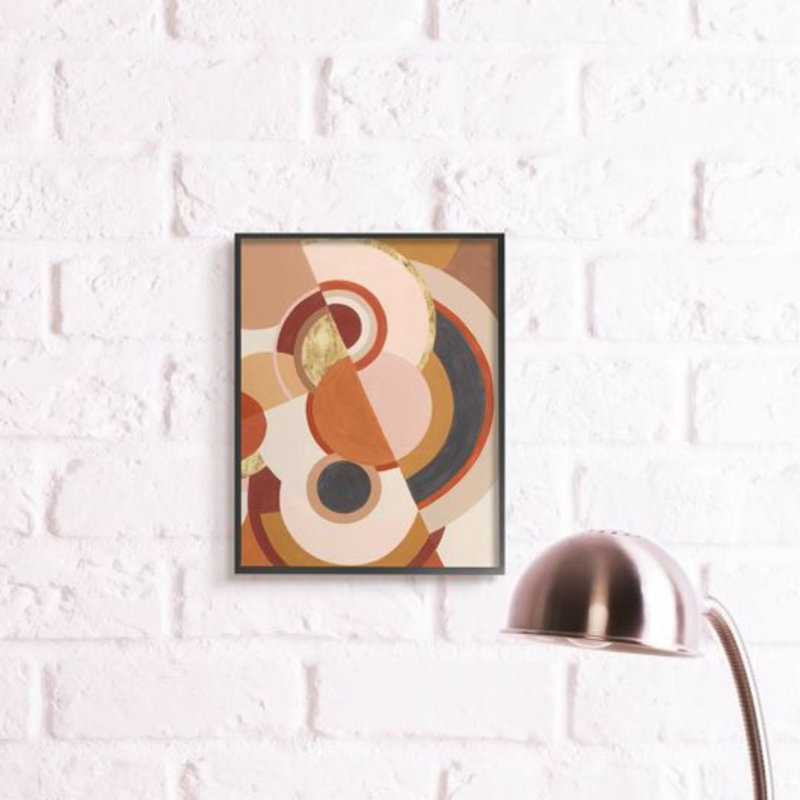 «Asymmetric Abstract Circles» par Grace Popp - reproduction d'art, H 14 po x l 11 po, Giclée encadrée noir minuit