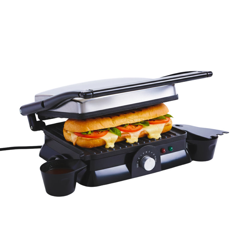 Panini Press - gril d'intérieur électrique de 1400 watts et machine à sandwich gastronomique avec plaques antiadhésives - s'ouvre à plat pour une plus grande surface de cuisson