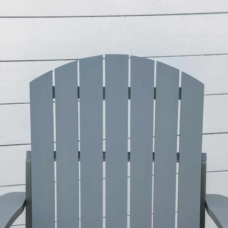 Wooden Adirondack Chair, Outdoor Patio Lawn Chair With Cup Holder, Weather Resistant Lawn Furniture, Classic Lounge, Gray