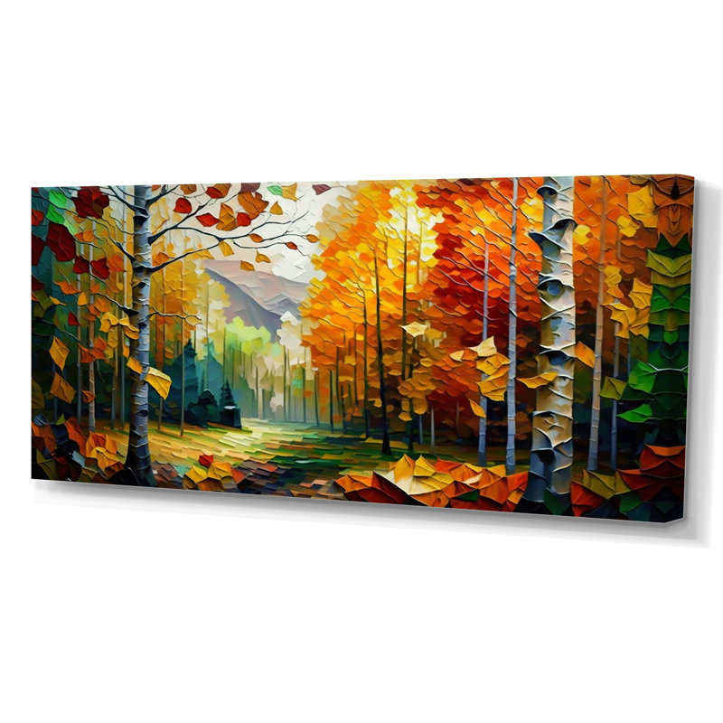 Chemin dans la forêt III - forêt, art mural, Toile tendue, H 28 po x l 60 po x P 1,5 po