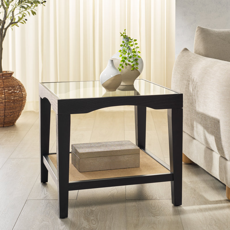 Tamilla Glass Top End Table, Black