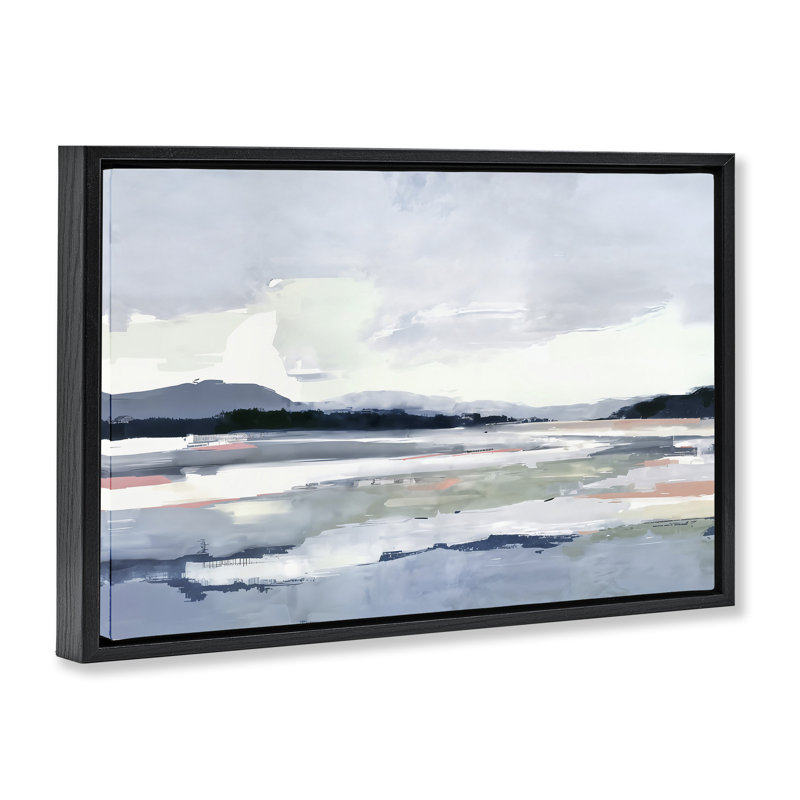 Cadre flottant Infinite Calm Landscape, design par Irena Orlov, Cadre flottant noir de jais, H 17 po x l 25 po