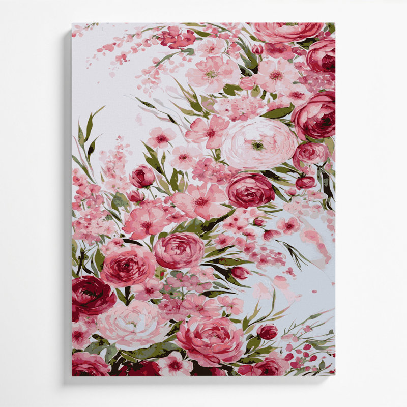 "Watercolor Floral 86", art mural sur toile beige