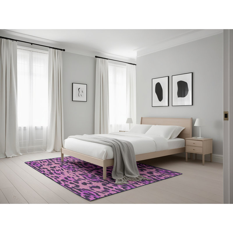 Tapis noir/rose à tisser électrique, Rectangle 5 pi x 7 pi