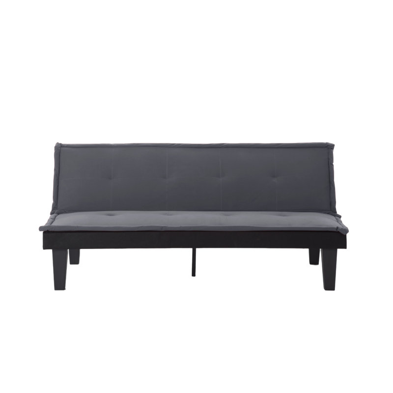 Dark Gray 62.99" 5-Position Adjustable Convertible Futon Sofa Bed Faux Suede Twin Sleeper For Small Spaces Living Room Office Guest Room