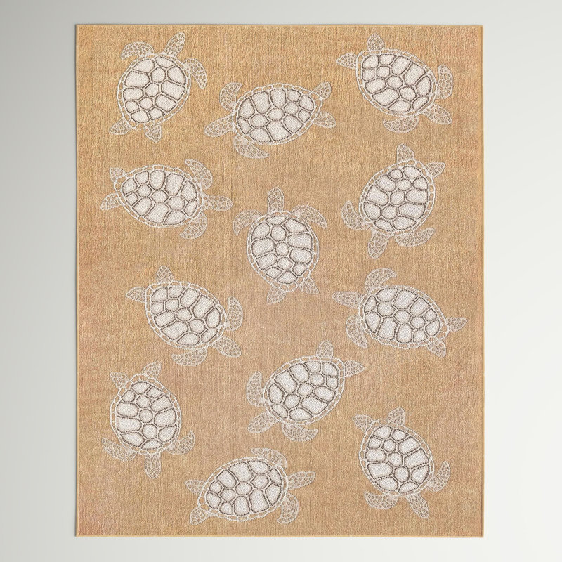 Tapis brun clair intérieur / extérieur Saldanha, Rectangle 4 pi 10 po x 7 pi 6 po
