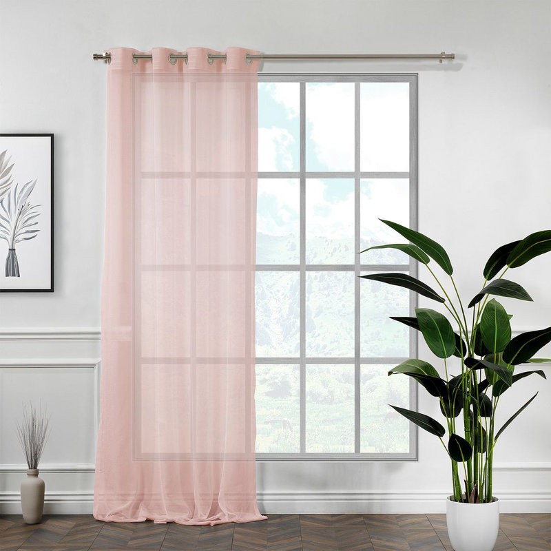 Panneau simple extra long et extra large en faux lin, Rose, L 52 po x L 288 po