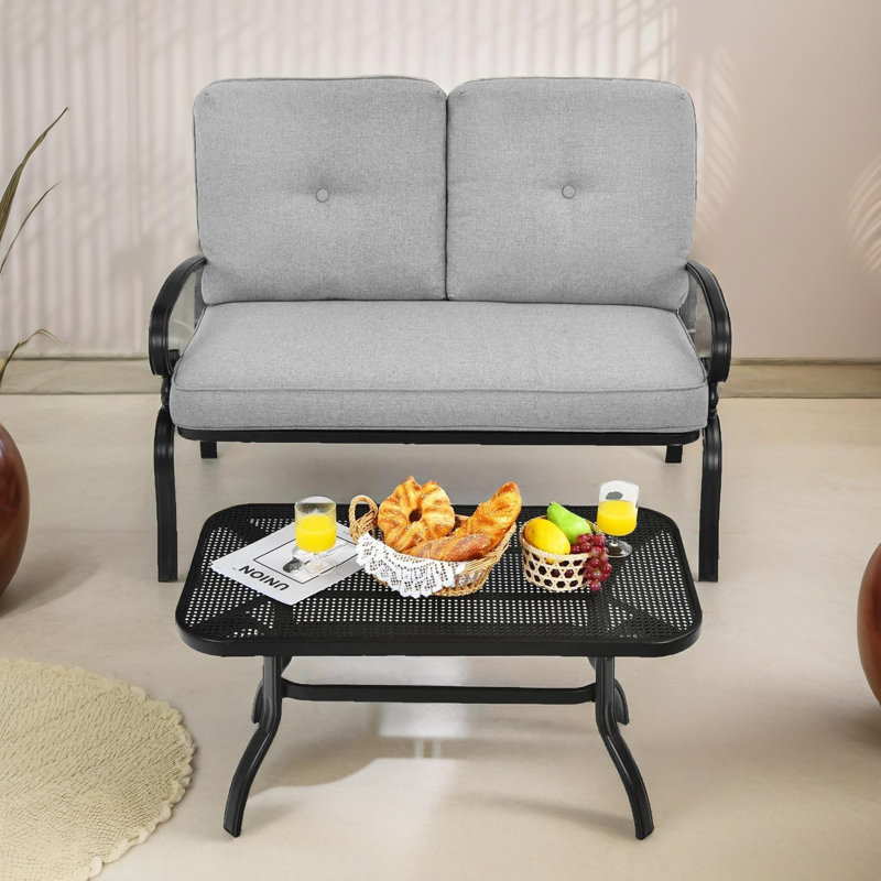 2 - Person 49cm Long Bistro Set With Padded Cushions And Table