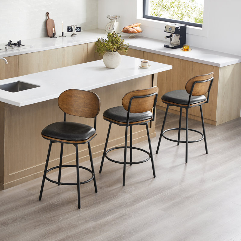 Tabouret pivotant et en métal Avriel, 3, Gris foncé, Tabouret de comptoir avec siège d'une hauteur de