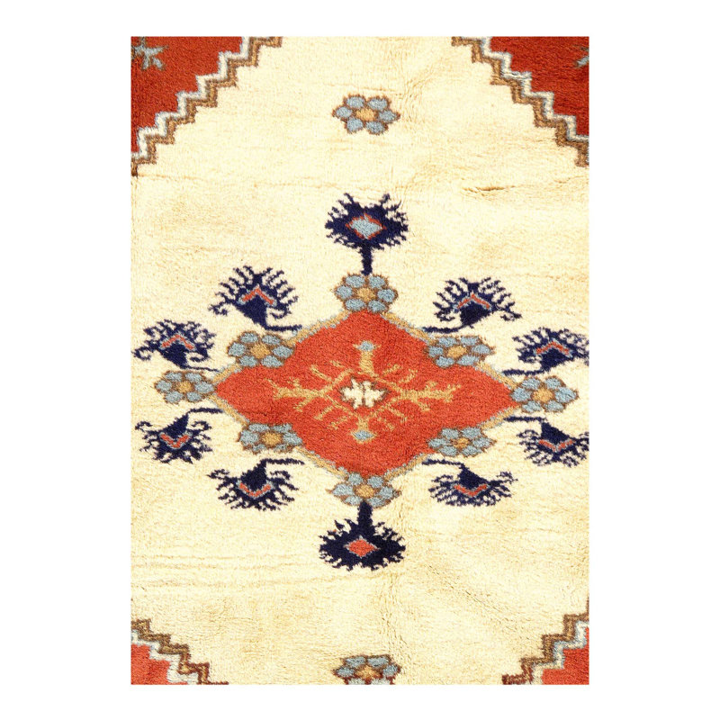 Tapis brun / beige / orange en laine / coton 3 pi 3 po x 3 pi 9 po Meshay