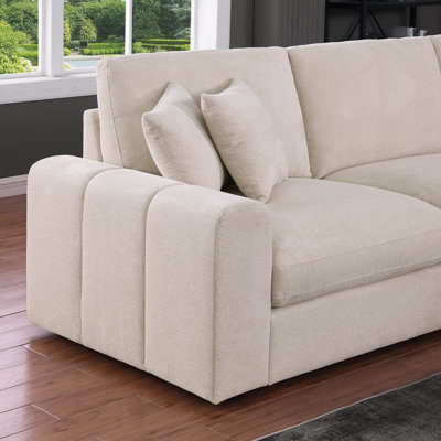 Canapé d'angle modulaire en chenille 7 pièces de 149,5 po de largeur