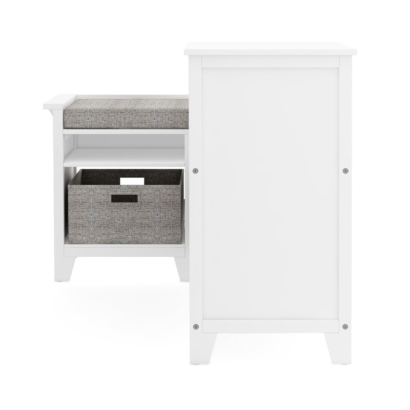 Creamy White Wooden Kids' Corner Reading Nook with Storage Cubes