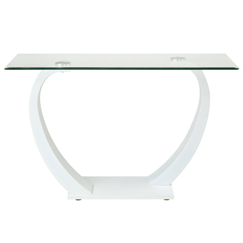 48'' Glass Top Console Table, White