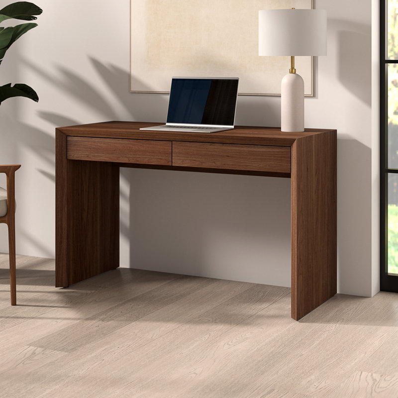 Bureau rectangulaire de 48 po de large Harlan en noyer satiné, Noyer satiné