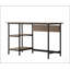 Bureau gris patiné avec conception ouverte et tablettes de rangement spacieuses, idéal pour la maison ou le bureau moderne