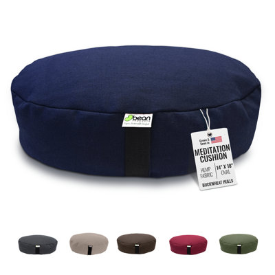 Zafu Meditation Pillow - Natural Hemp Yoga Pillow For Sitting On Floor With Organic Buckwheat Fill, Zen Kneeling Prayer Pad