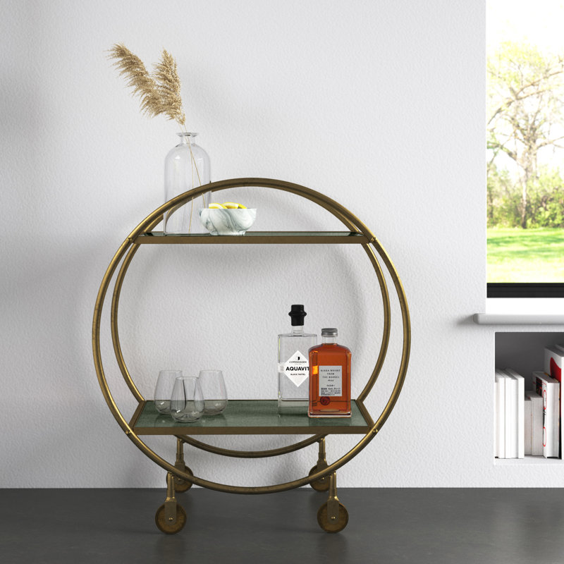 Akita Marble and Metal Bar Cart, Green