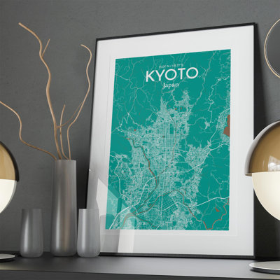 Kyoto City Map In Nature - No Frame Print