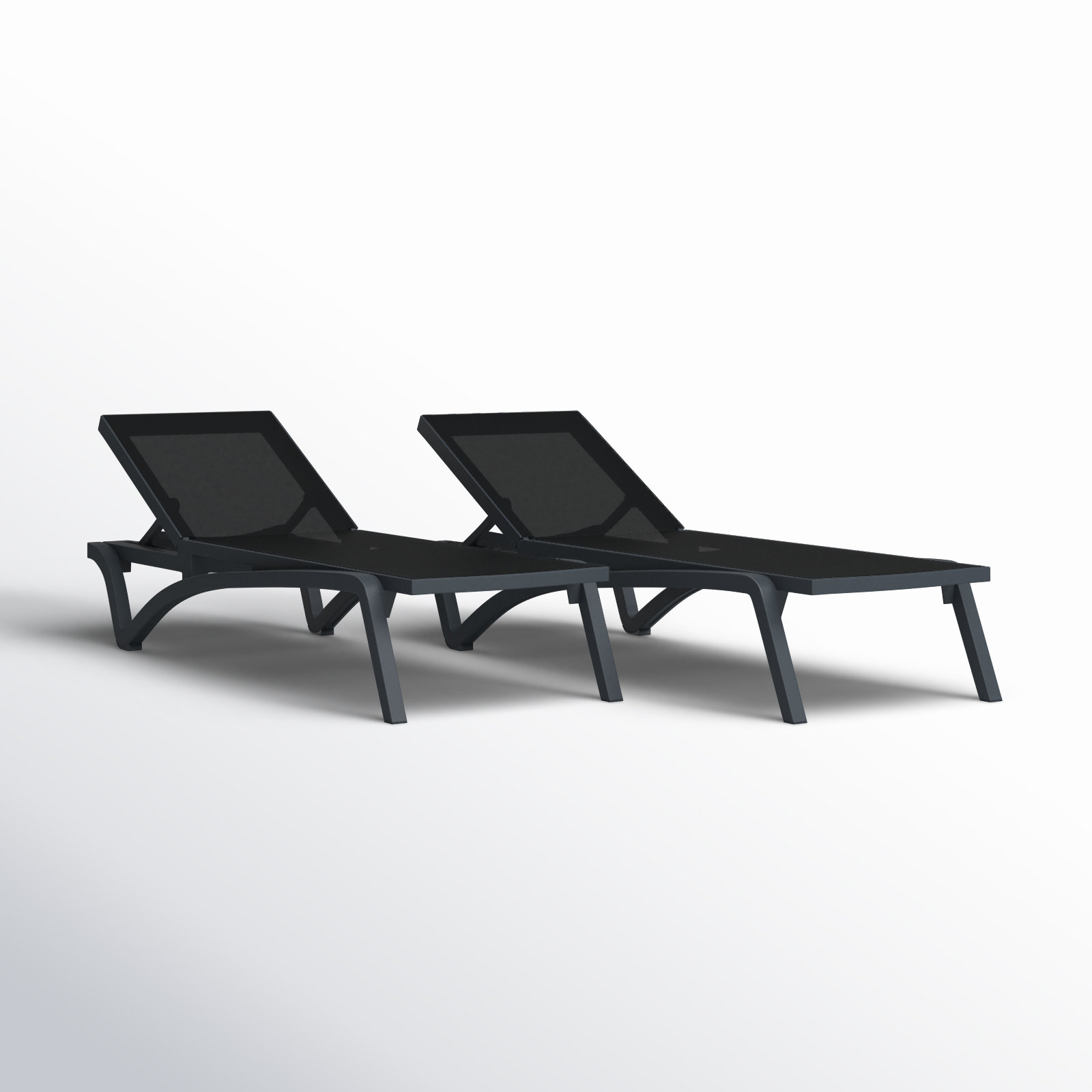 Estes 27" Patio Chaise Lounge, Dark Gray/Black