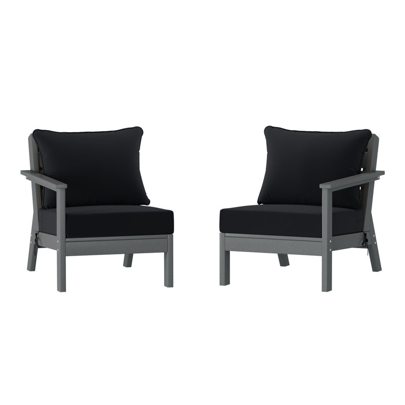 Ensemble de sièges profonds avec coussins, Black, Grey