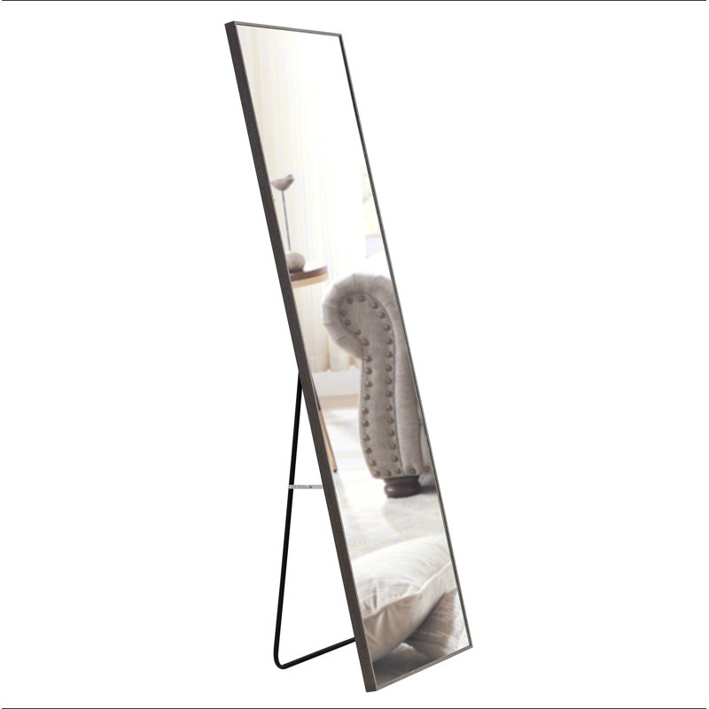 Miroir pleine longueur mural en alliage d'aluminium, Noir, 65" x 23"
