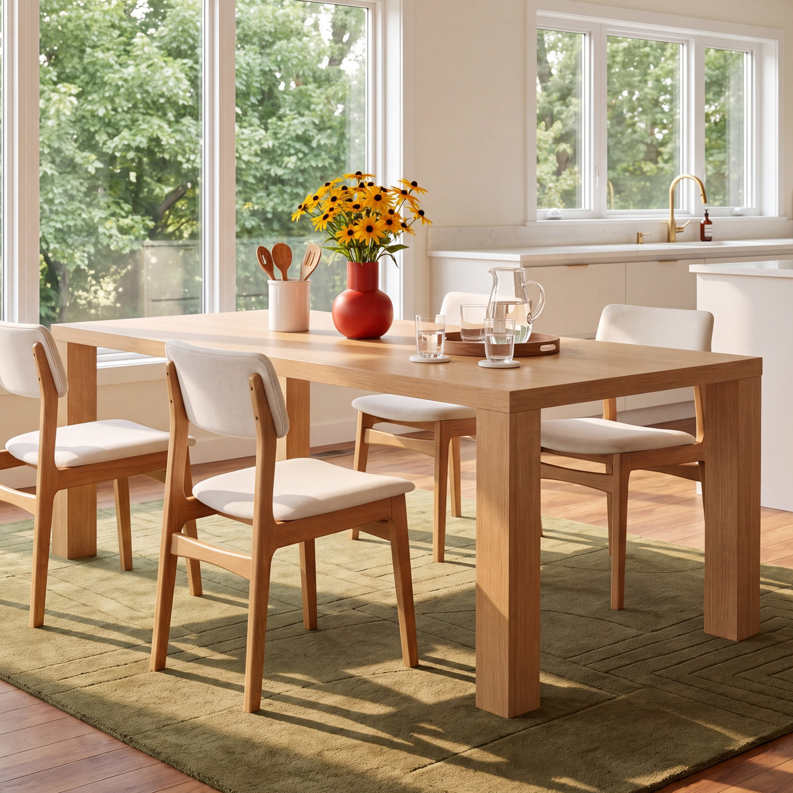 Carson Dining Table, 29" H x 84.3" L x 36.2" W, Oak
