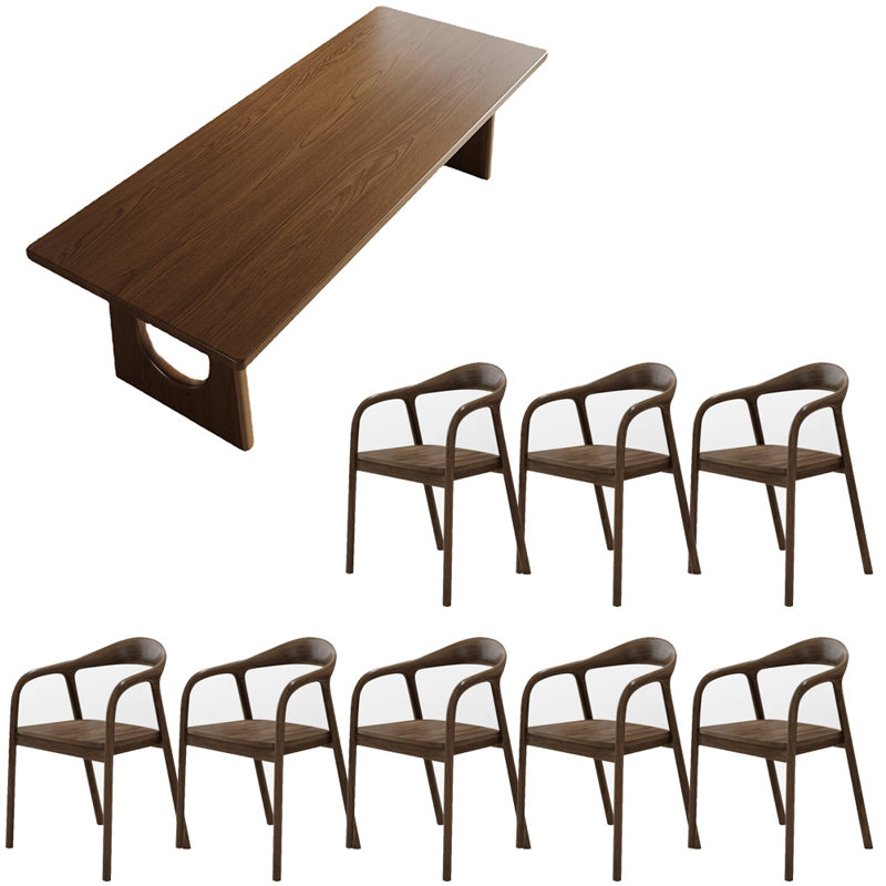 Ensemble de table de salle à manger en bois massif de style ancien chinois, H 29,5 po x L 78,7 po x l 35,4 po