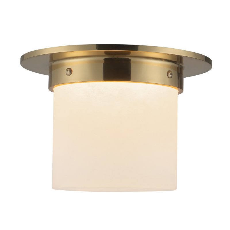Mineral 8-in Brass Flush Mount, Alabaster, Brass