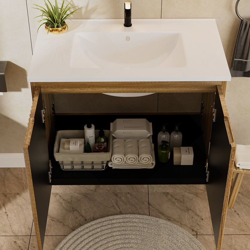 Armoire murale pliante avec évier crème, Chêne doré