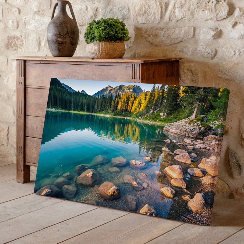 Reproduction d'art sur toile, "Serene Mountain Lake", H 30 po x l 40 po
