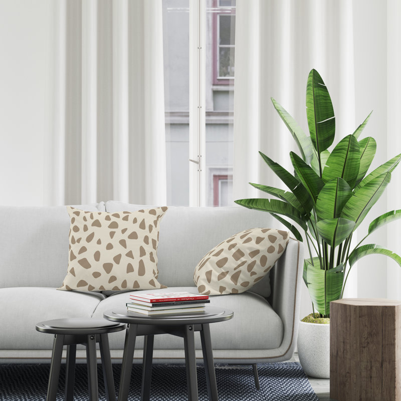 Jeté carré en polyester intérieur / extérieur, Beige, L 19 po x H 19 po