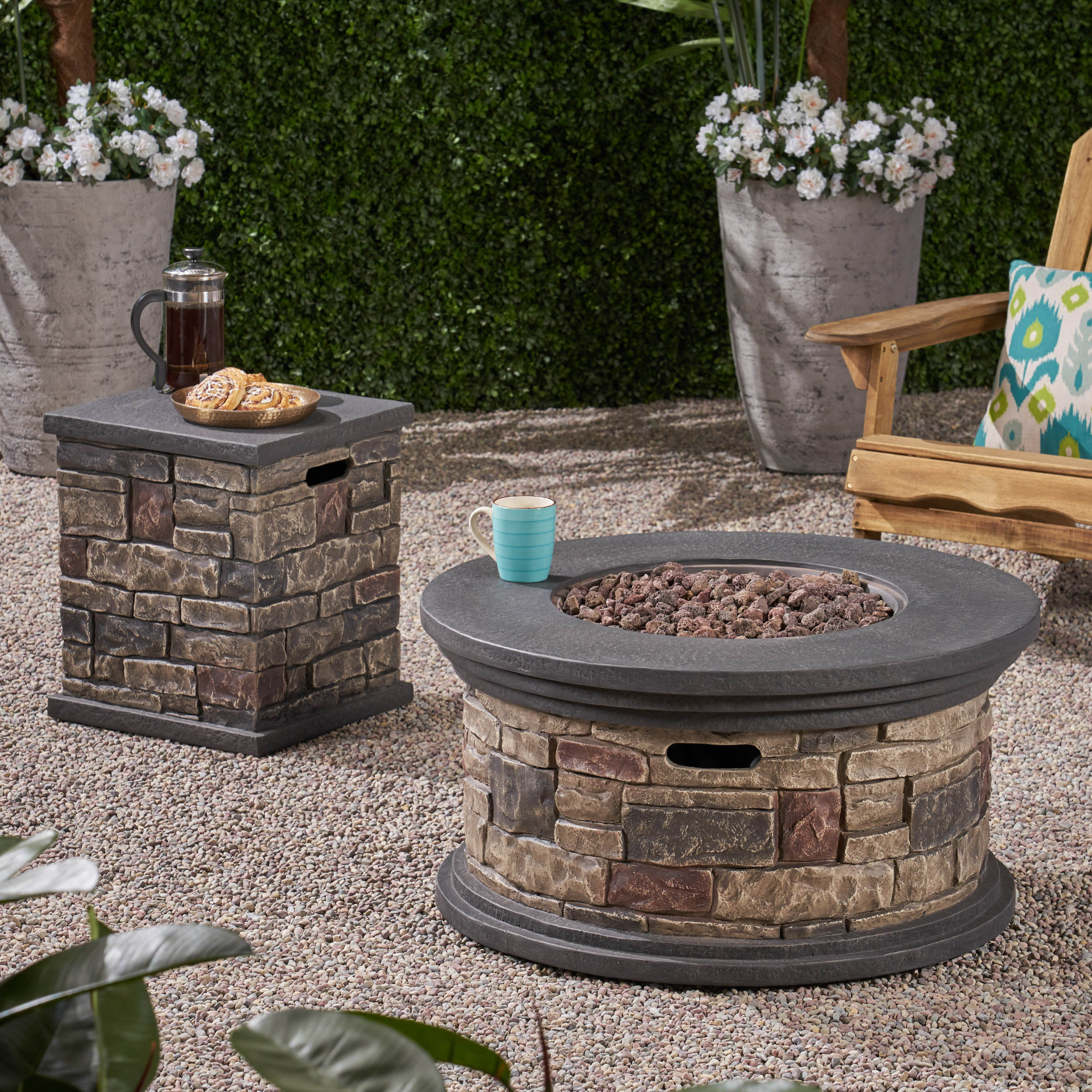 Loon Peak® Keper Concrete Propane Fire Pit with Tank Holder & Reviews ...