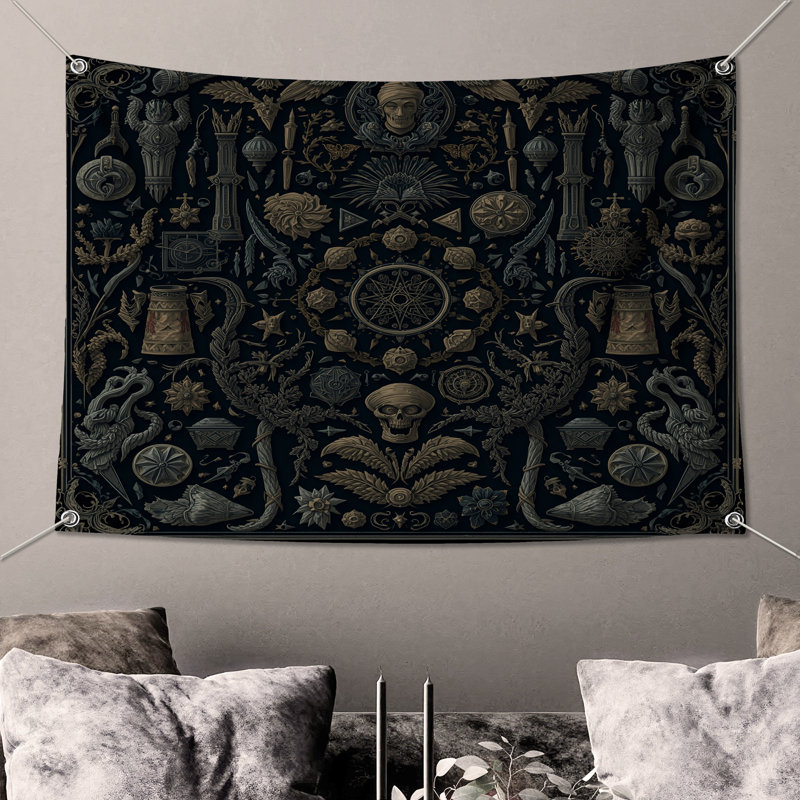 Tapisserie murale Ornate, H 50 po x l 60 po avec 4 œillets